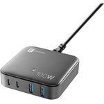 Cellularline - Multipower Magnus 100W - 4 Ports Gan 100W -Netzwerk -Ladegerät - 2 18W USB -Anschlüsse und 2 100W USB -C -Anschlüsse - GaN -Technologie - ideal für Smartphones, Tablets und Laptops