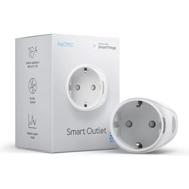 Aeotec Smart Plug Type F WLAN, smarte Steckdose mit Echtzeit-Stromverbrauchsanalyse, integrierbar in Smart Home-Systeme – Bild 1