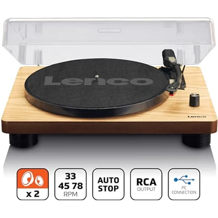 Lenco Plattenspieler LS-50 mit USB-Anschluss, im Holzgehäuse mit eingebauten Lautsprechern und integriertem Verstärker – Bild 6
