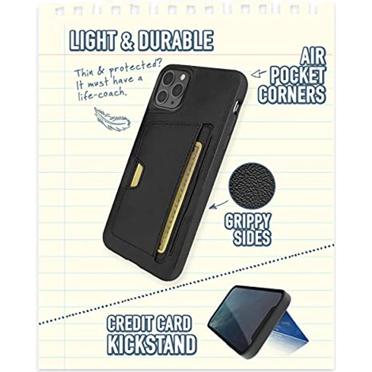 Silk Smartish Apple iPhone 11 Pro (5.8'') Wallet Hülle - Q Kreditkartentasche [Schlanke Handyhülle mit Kickstand I Grip Cover Bumper] - Wallet Slayer Vol.2 - Black Tie Affair - Q19-BLACK – Bild 4