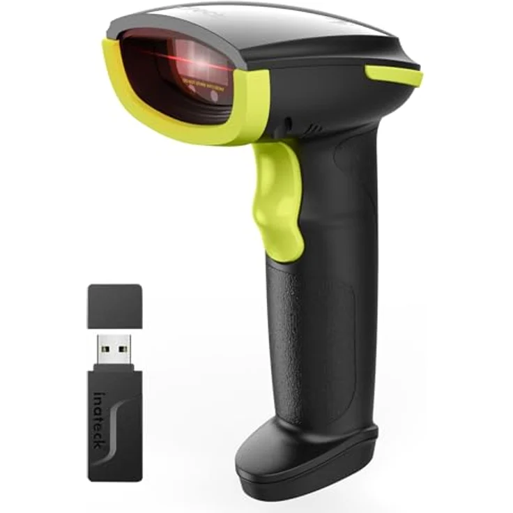 Inateck BCST-21 AI, Kabelloser Bluetooth 1D Barcode Scanner mit 2000mAh Akku, Unterstützt Inateck APP und SDK, Grün – Bild 1