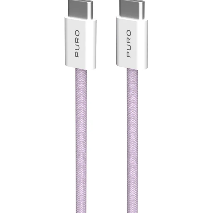 PURO PUCCCFABK415MTPINK USB 2.0 Kabel, 1,5 m, USB C, violett/weiß, mit Schnellladung bis zu 60 W