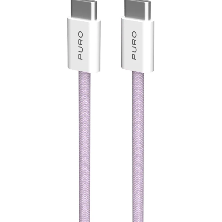 PURO PUCCCFABK415MTPINK USB 2.0 Kabel, 1,5 m, USB C, violett/weiß, mit Schnellladung bis zu 60 W