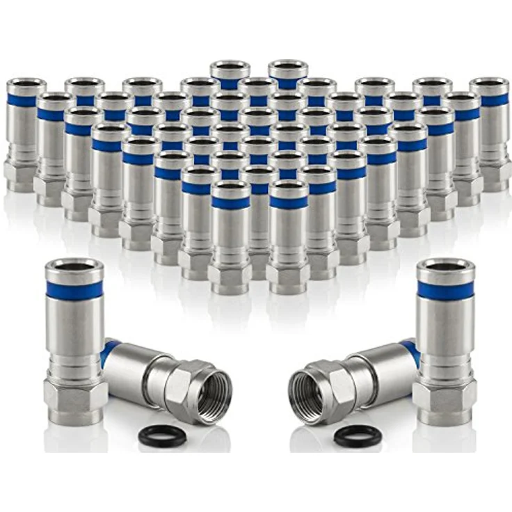 Poppstar 50x SAT Quick Mount Stecker, Kompressionsstecker für Koax Kabel (RG59 RG6U Koaxialkabel (bis 7,8mm), Witterungsbeständig – Bild 1