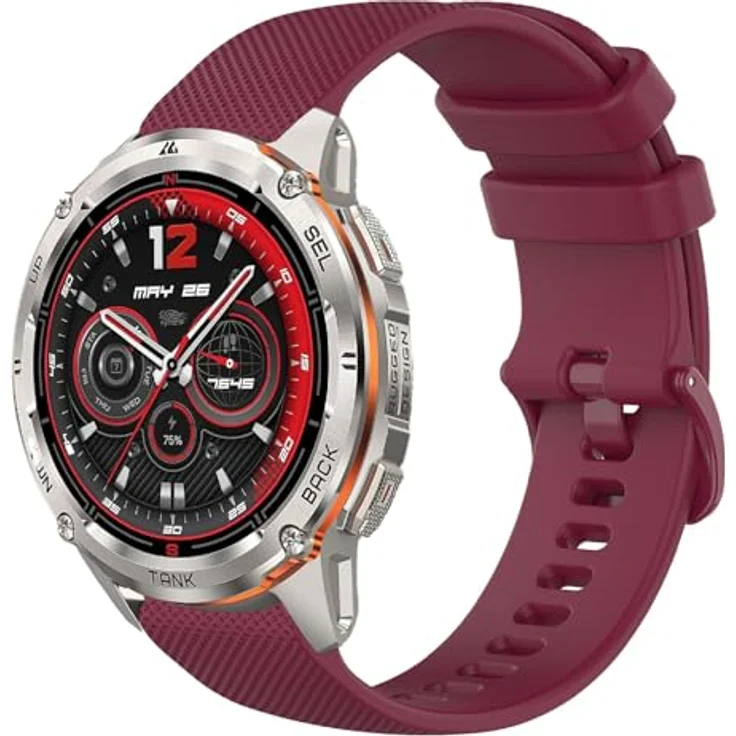 GIOPUEY Armband für KOSPET TANK T3 ULTRA 2, 22mm Weiches Silikon, verschleißfest und atmungsaktiv, dunkelrot – Bild 1
