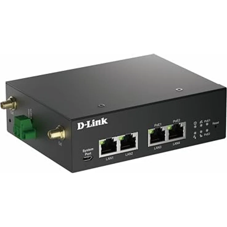 D-Link 5G Multi-Connect PoE Modem, Router mit 4 RJ-45-Anschlüssen bis 1000 Mbit/s, 2 PoE-Ports und 4 externen Antennen, Schwarz – Bild 4