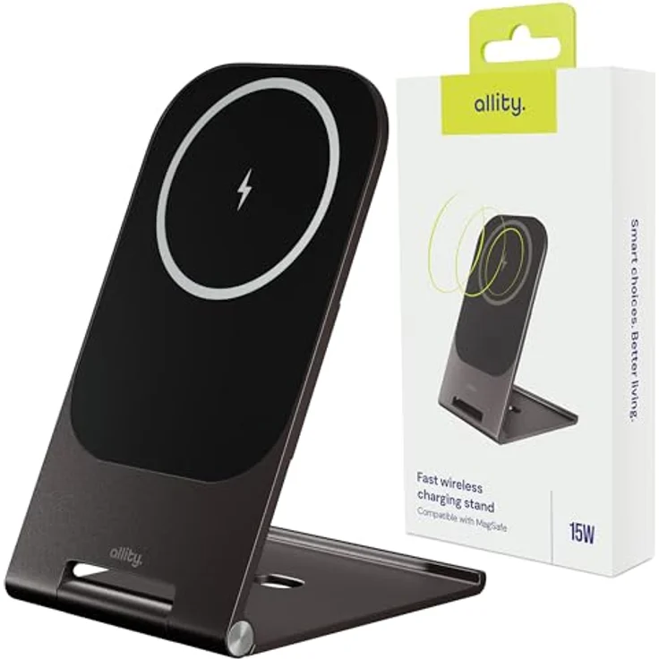 FOREVER Allity AWC-200-15WMS, kabelloses Ladegerät mit MagSafe-Technologie, 15W, graphitfarben – Bild 1
