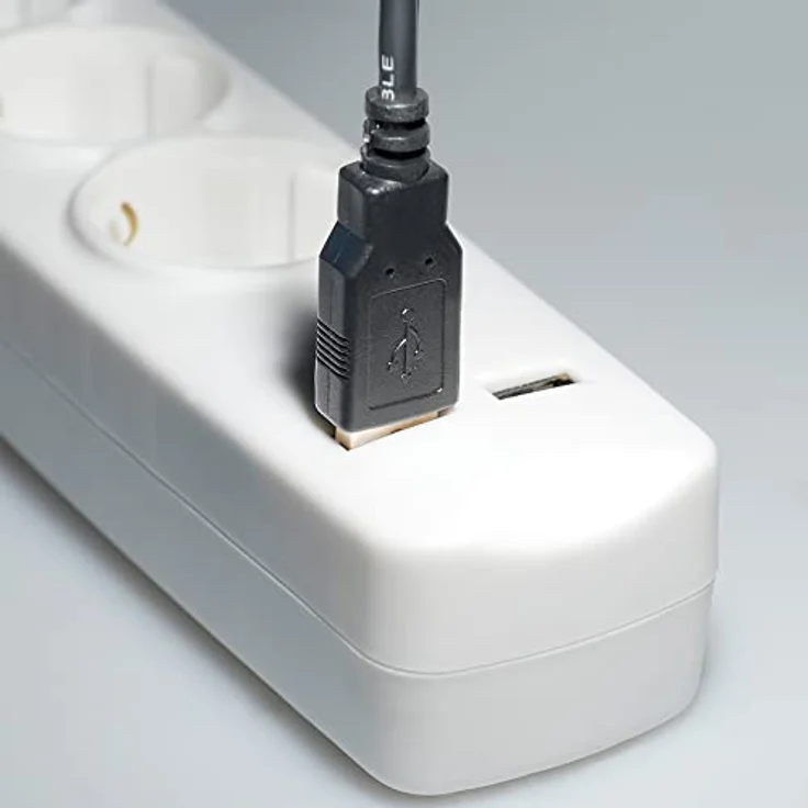 Maxtrack Steckdosenleiste, 5-fach mit 3 m Kabel, flacher Stecker und 2xUSB Ladebuchsen, mit Kabelbinderfixierung – Bild 3