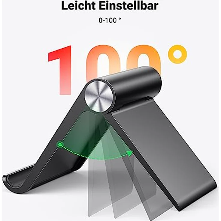 UGREEN Handy Ständer, klappbare Tischhalterung mit Multiwinkel-Einstellung, kompatibel mit iPhone 17/16/15, Galaxy S23 Ultra bis 7,9 Zoll, schwarz – Bild 2