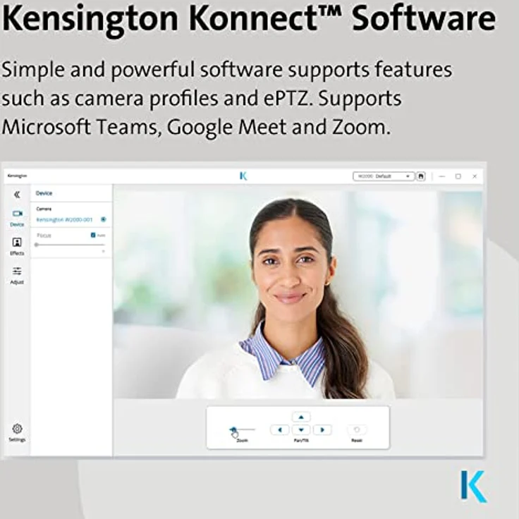 Kensington W1050 1080p-Webcam mit Weitwinkel und integriertem Mikrofon mit Rauschunterdrückung, 95°-Blickwinkel, Digitale PC-Computer-Videokamera für Präsentationen oder Videokonferenzen, K80251 – Bild 5