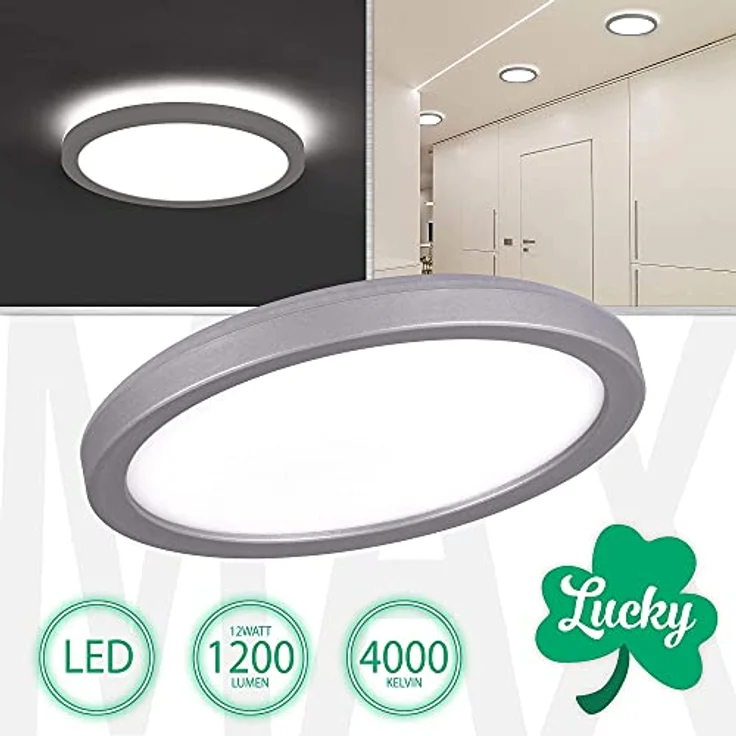 max K O M F O R T LED Deckenlampe LUCKY rund grau 12W - Neutrales helles Licht – Bild 2