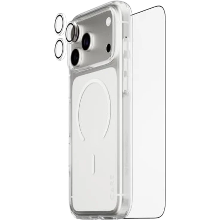 CARE by PanzerGlass Flagship 3-in-1 Bundle für Apple iPhone 18 Pro Max, Displayschutz mit Ultra-Wide Fit-Abdeckung, fall- und kratzfest, integriertem Kameralinsenschutz, EasyAligner-Installation – Bild 1