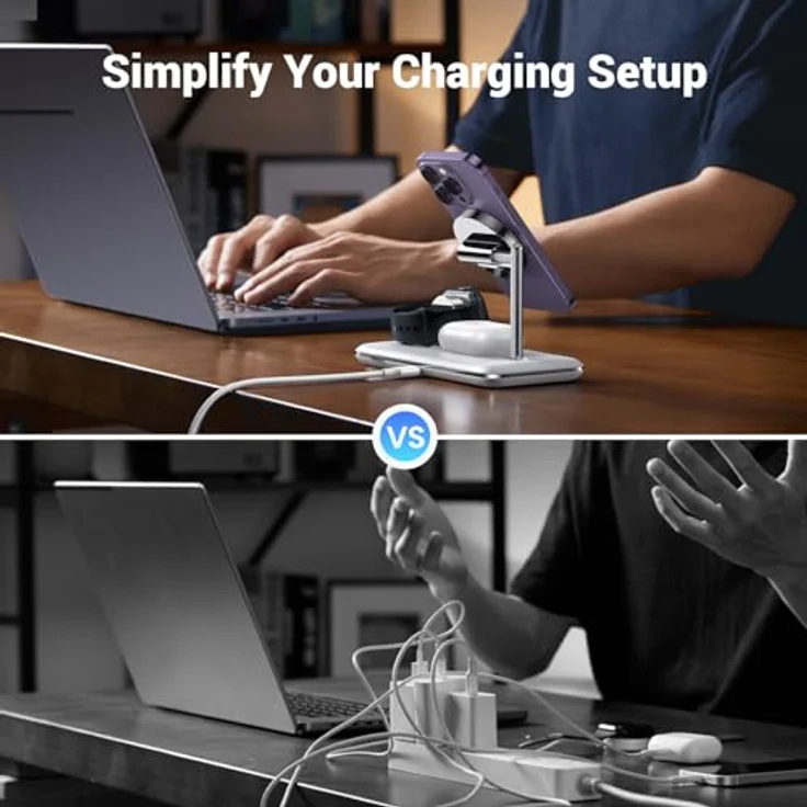 Ugreen Wireless Charger 3in1 (25 W), Ladestation für MacBook, iPhone und mehr, Weiss – Bild 5