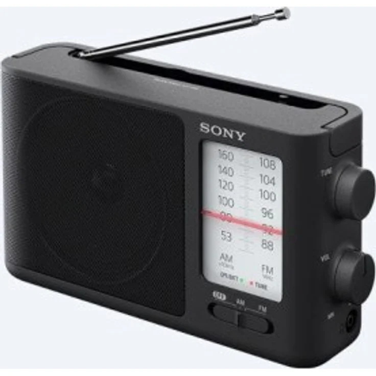 Sony ICF-506 Tragbares robustes Analogradio (Retrodesign, voller Klang, AC-Netzteil oder Batteriebetrieb, Tragegriff) Schwarz – Bild 1