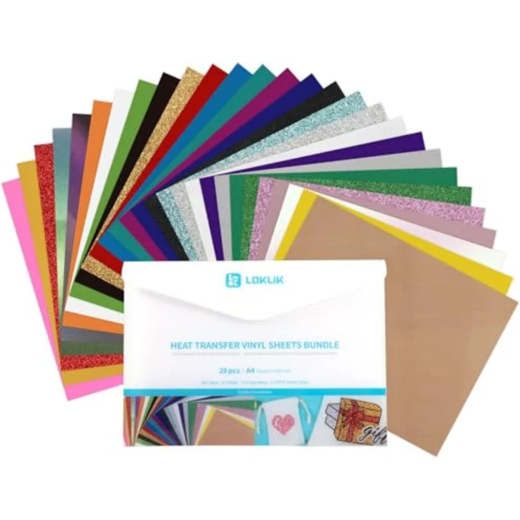Loklik Heat Transfer Vinyl Material Bundle, 27 Farben, inkl. wiederverwendbarem Teflonblatt, 304,8 x 304,8 mm – Bild 2