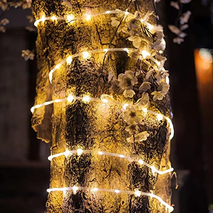 Cobus CozyHome LED Schlauch 200 LED - Solar 12m Warmweiß - 8 Modi & Timer, für Innen und Außen - Weihnachtsdeko und Partylichter – Bild 3