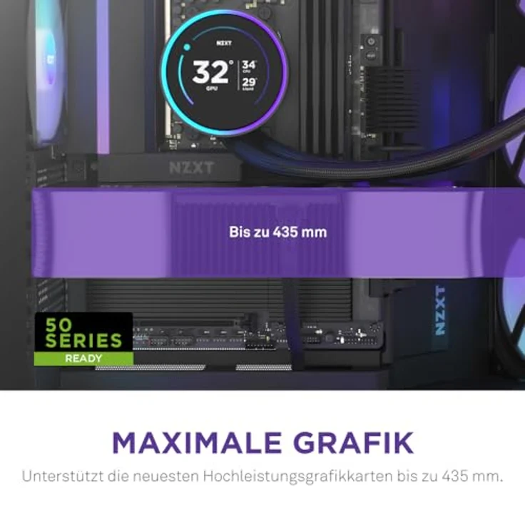 NZXT H9 Flow RGB (2025), Dual-Kammer ATX Mid-Tower PC-Gehäuse mit 1 x 420mm RGB-Lüftereinheit, 1 x 120mm Lüfter, 420mm Radiatorunterstützung, gehärtetem Glas, Schwarz – Bild 5