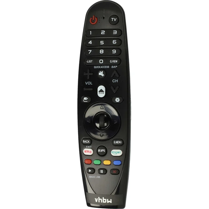 vhbw Fernbedienung kompatibel mit LG UK6400, UK6470, UK6200PLB, UK6300, SK9000 - Ersatzfernbedienung in Schwarz mit Netflix-Taste, 10 m Reichweite