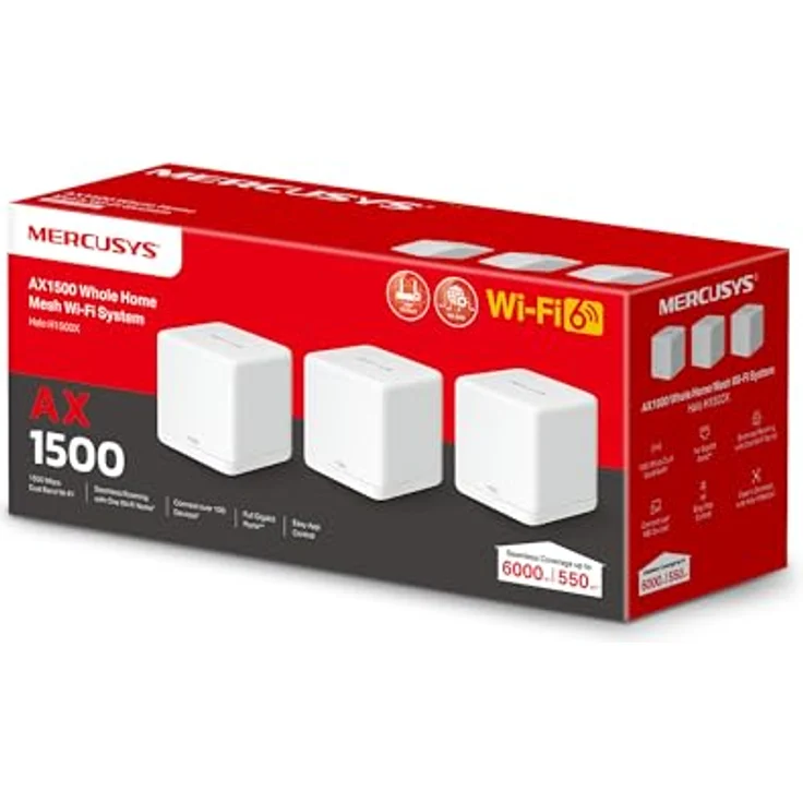 Mercusys Halo H1500X V1, Wi-Fi 6 Home Mesh WiFi System 3-Pack mit WPA3-Sicherheit, Weiss – Bild 8