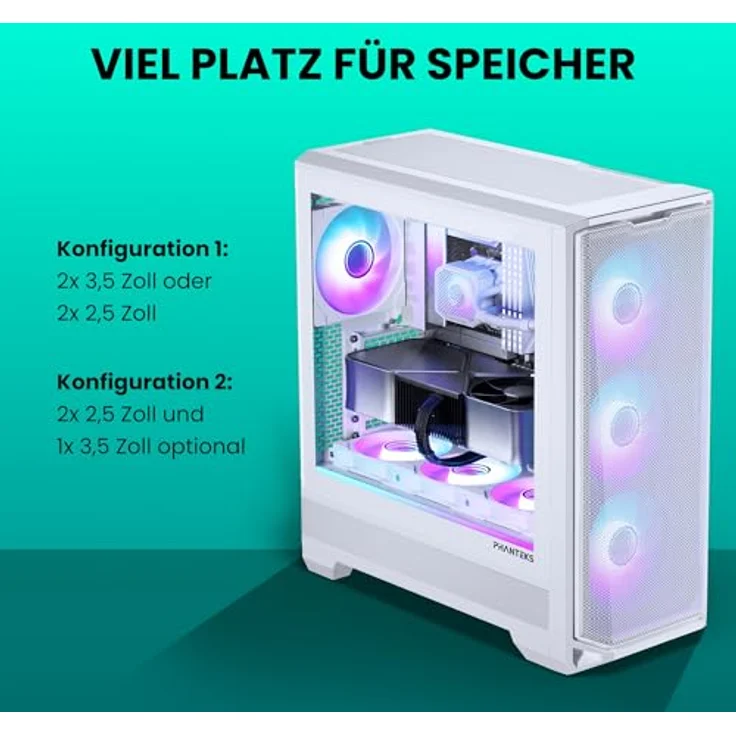 PHANTEKS Eclipse G400A PC-Gehäuse, Midi-Tower, E-ATX, Tempered Glass, D-RGB - weiß – Bild 3