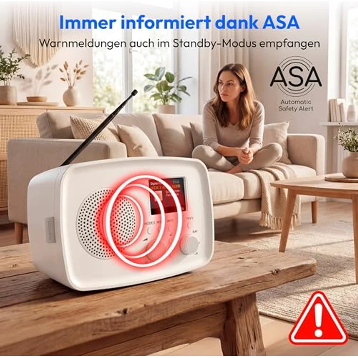 MEDION DAB+ Radio DRE-1, Bluetooth-fähig, DAB+/UKW Empfang, Tropfwasserschutz, Wecker mit Schlummerfunktion, weiß – Bild 3