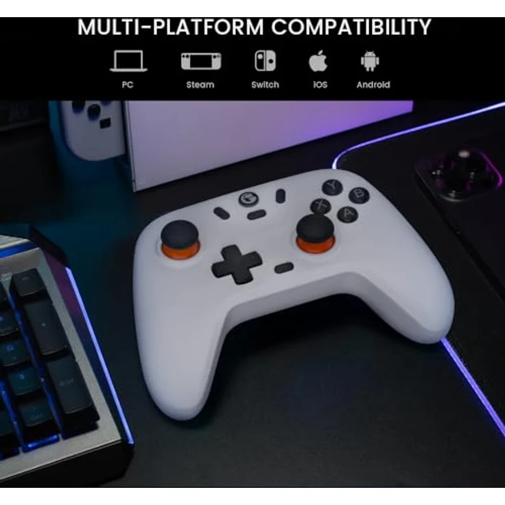 GameSir Nova Lite Wireless Controller, Tri-Mode Konnektivität, PC Gamepad Joystick für Windows PC/Switch/Stem/iOS/Android, mit Hall-Effekt Trigger, DualVibration, Turbo, Bewegung (weiß) – Bild 3