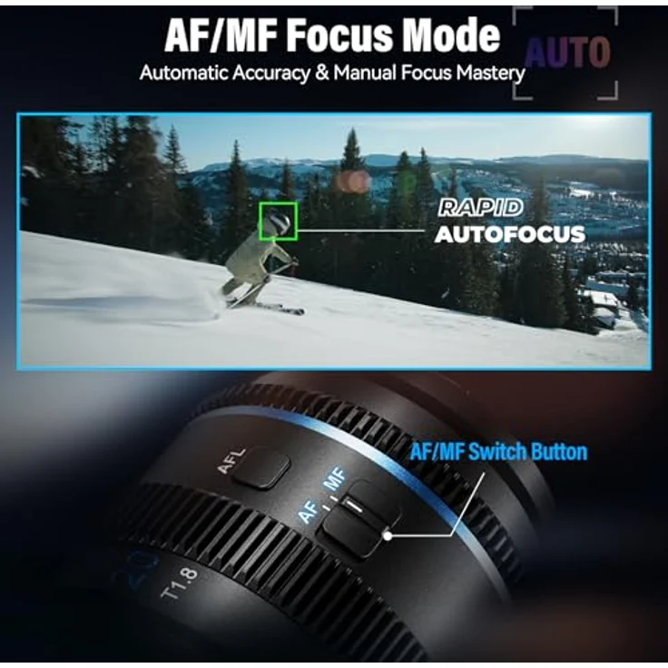 SIRUI 20mm T1.8 1.33x Anamorphisches Objektiv, S35 Autofokus-Objektiv mit blauem Flare-Effekt für Z-Mount Kameras – Bild 3