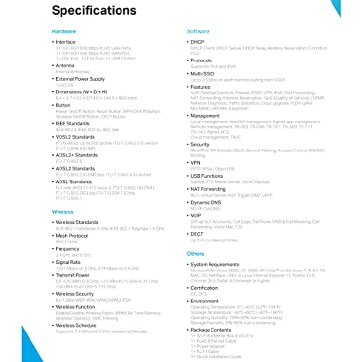 TP-Link VX231v Wi-Fi 6 Internet Box 4, Super-VDSL 35b Modem Router, 4× Gigabit-Ports, AX1800 WLAN, Bis zu 6 DECT-Mobilteile, Kompatibel mit Telekom/1&1/Vodafone/O2, nur für Deutschland – Bild 3