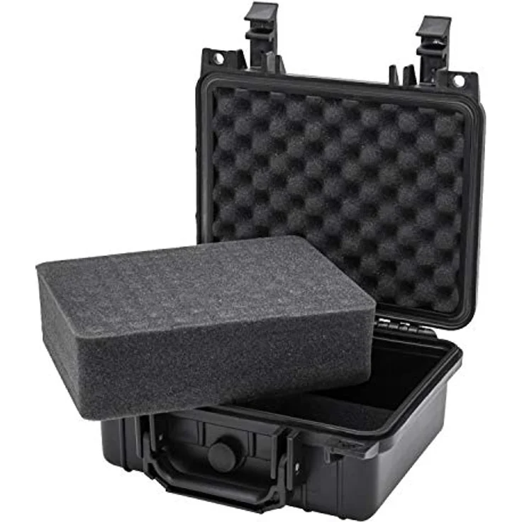 HMF ODK100 Outdoor-Fotokoffer, Transportkoffer mit Rasterschaumstoff | 27 x 24,5 x 13 cm, schwarz – Bild 2