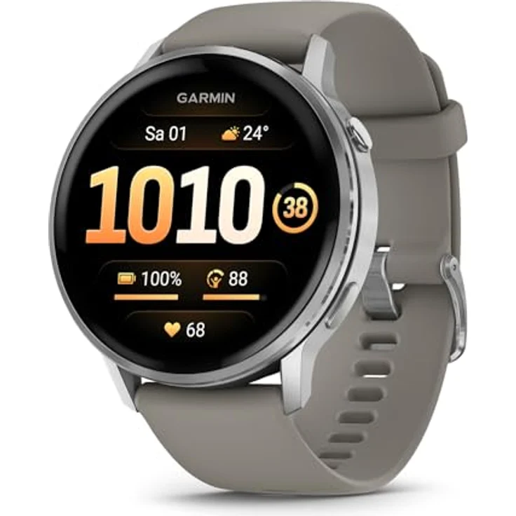 Garmin Venu 4, 45mm Fitness-Smartwatch mit 1,4" AMOLED Touchdisplay, 12 Tage Akkulaufzeit, EKG, 80+ Sport-Apps, Health Status, Telefonie, Taschenlampe, Rollstuhlfunktionen – Bild 1