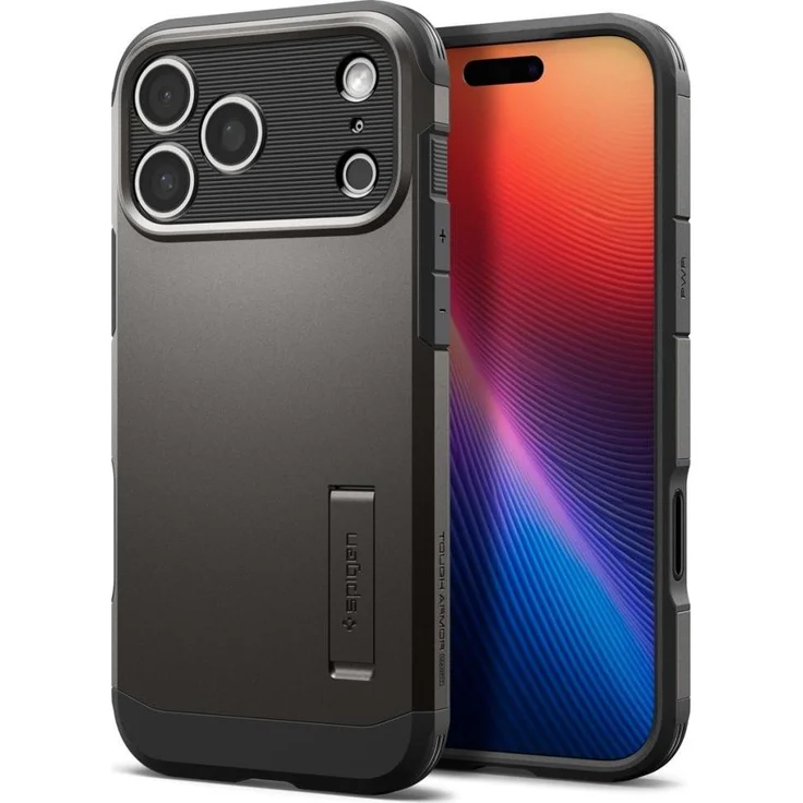 Spigen Tough Armor "T" MagSafe, iPhone 17 Pro Schutzhülle, Grau, stoßfest und robust