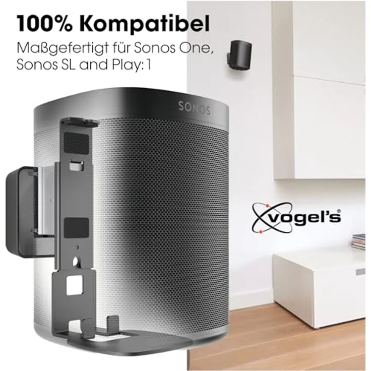 Vogel's Sound 4201 Sonos Wandhalterung für Sonos One (SL) und Play:1, Schwarz – Bild 2