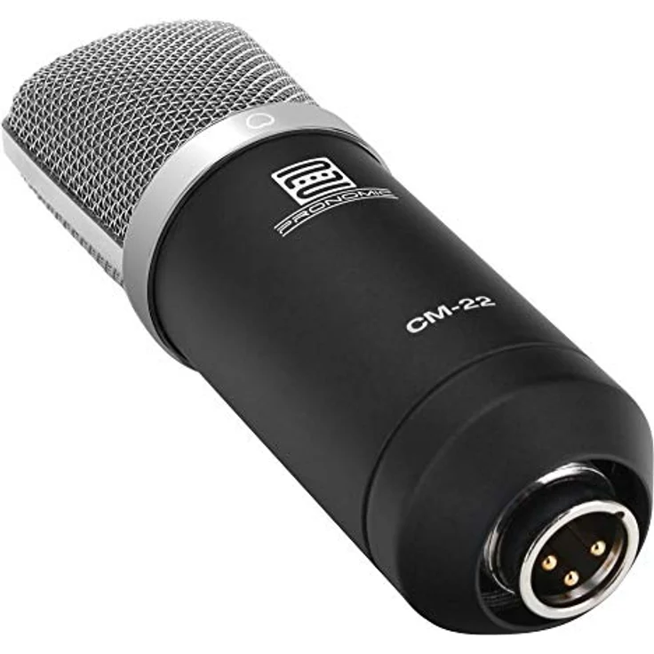 Pronomic CM-22 Studio Großmembranmikrofon XLR-Kondensormikrofon inkl. Popkiller und Screen Set, Schwarz/Gold, Studioqualität mit FET-Vorverstärker – Bild 4