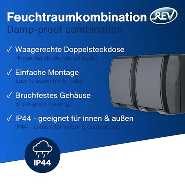 REV 0007091900 Aufputz-Steckdose IP44 Schwarz – Bild 3