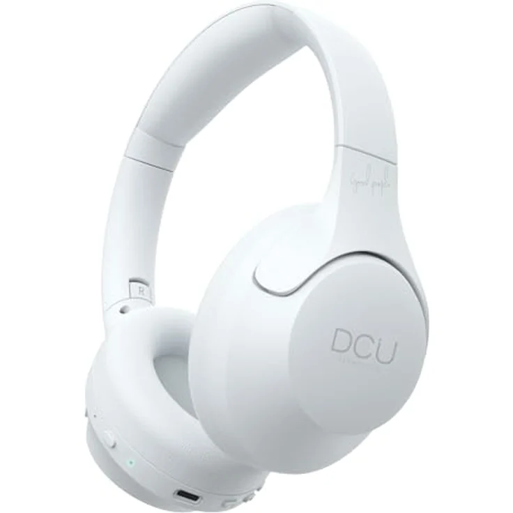 DCU TECNOLOGIC, Kabellose Bluetooth-Kopfhörer mit 15 Stunden Akkulaufzeit, USB-C-Aufladung, faltbarem Design und Freisprechfunktion, Weiß – Bild 1