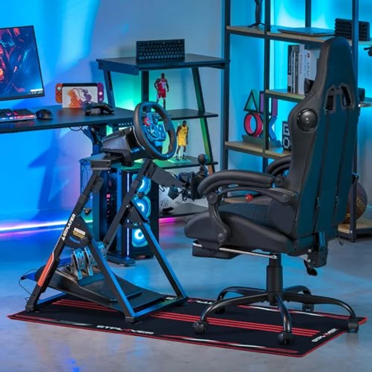 GTPLAYER Lenkradständer für Lenkrad Gaming Wheel Stand Racing Lenkradständer mit V1 V2 Schalthebelhalterung Neigungsverstellbares Gestell PS4 Xbox PC, Pro-Edition, Stabiler Lenkradhalter mit verstellbarer Höhe und 5 Winkelpositionen – Bild 2