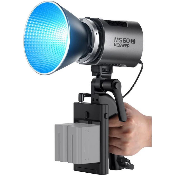 Neewer MS60C RGB LED Videoleuchte, 65 Watt Dauerlicht mit App-Steuerung, 18 Szeneneffekten und 180° schwenkbarem Handgriff