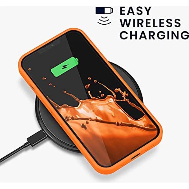 kwmobile Handyhülle für iPhone 13, Silikon Case in Fruity Orange, kabelloses Laden, rutschfest und elastisch – Bild 5