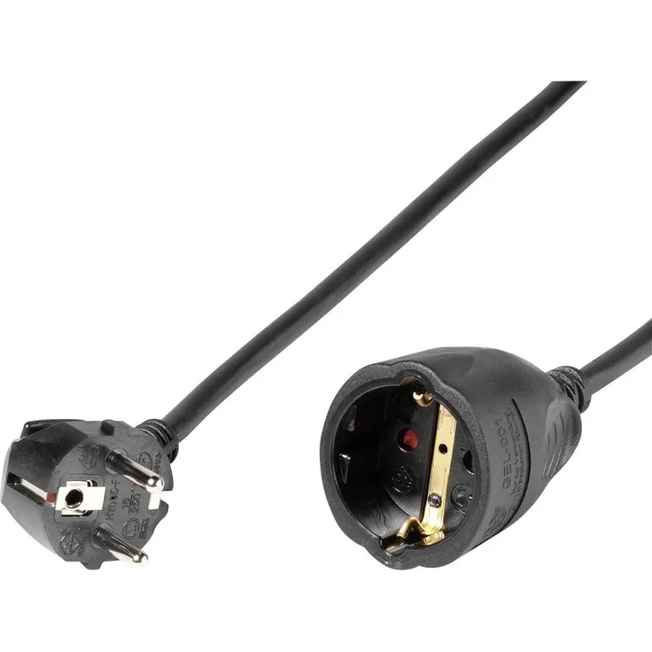 Vivanco VVELEXTSCHMF1000K Strom Verlängerungskabel, Schwarz, 10m, 1,5 mm² Querschnitt, 3680 W / 16 A, mit Berührungsschutz