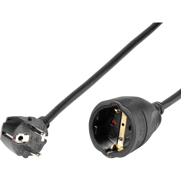 Vivanco VVELEXTSCHMF1000K Strom Verlängerungskabel, Schwarz, 10m, 1,5 mm² Querschnitt, 3680 W / 16 A, mit Berührungsschutz