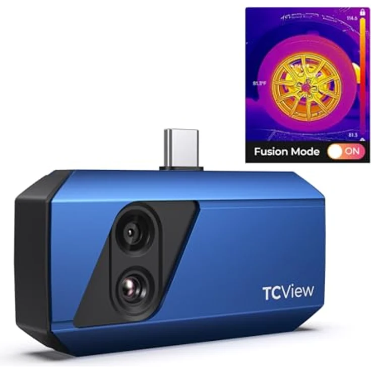 TOPDON TC001 Plus Wärmebildkamera, 512 x 384 IR Auflösung, -20 bis 550 °C, Dual-Objektiv Thermokamera für Elektrik und HVAC-Inspektionen, mit USB-Verlängerungskabel und EVA-Tasche – Bild 1