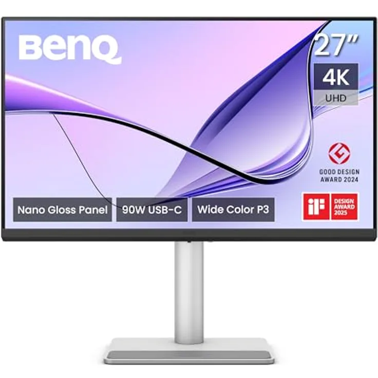 BenQ MA270UP 27 Zoll 4K Monitor, Nano-Gloss-Beschichtung, Dual-USB-C (90W), Mac-Farbabstimmung, integrierter USB-Hub, P3-Farbraum