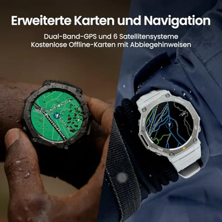 Amazfit T-Rex 3 Outdoor Smartwatch 48mm AMOLED Display, Dual Band GPS, 27 Tage Akkulaufzeit, NFC Zahlung, 170+ Sportmodus, 45m Freitauchen - Schwarz – Bild 4