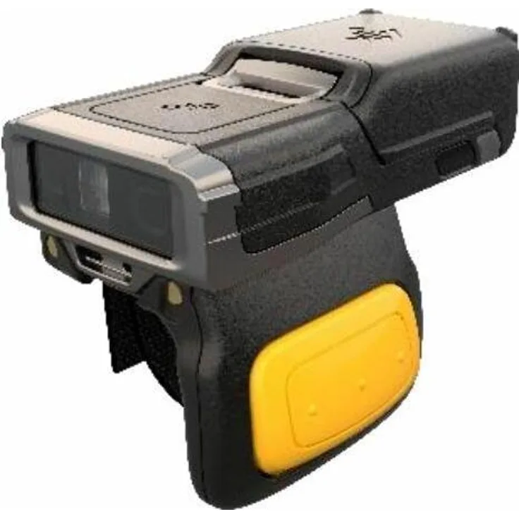 Zebra RS6100 Wearable Scanner, tragbarer Barcode-Scanner für 2D- und 1D-Barcodes, grau/gelb, kabellos mit Bluetooth-Kopplung