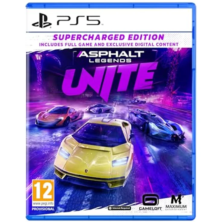 Maximum Entertainment Asphalt Legends: Unite - Supercharged Edition (PS5), Über 250 offiziell lizenzierte Hypercars, Short-Burst Rennen, Intensives Arcade-Feeling, Lokal/online Multiplayer, Dynamische Lichteffekte – Bild 1