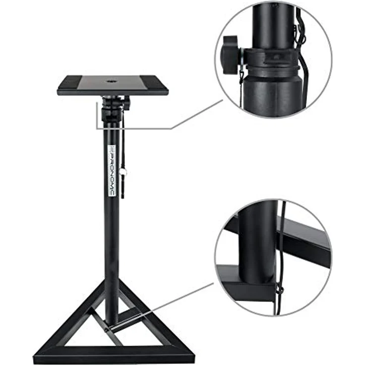 Pronomic SLS-10 Stativ für Studio Monitor Ständer (Höhenverstellbar 80 cm bis 130 cm, Dreiecksbasis, Gummifüße, Dornenfüße-Spikes, Stahl, Trägerplatte mit Gummistreifen) Schwarz pulverbeschichtet  – Bild 8