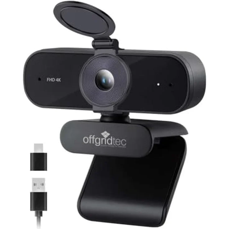 Offgridtec UHD Webcam 4K, Webcam mit Mikrofon, Autofokus & Privacy-Shutter, USB-A/USB-C für PC & Laptop – Bild 1