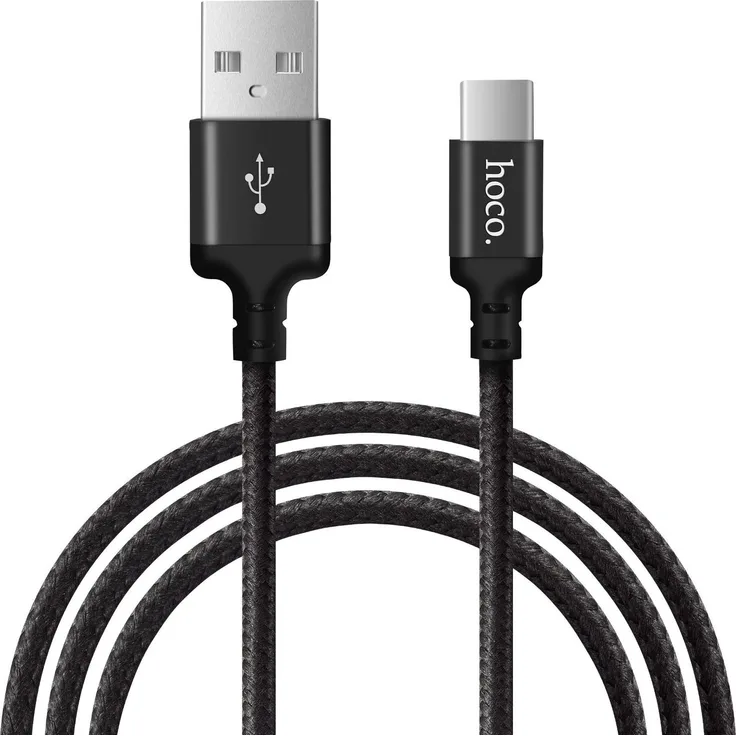 Hoco High Speed X14, 1m USB-C Ladekabel Nylon mit 2A Schnellladung, flexibel und langlebig, Schwarz