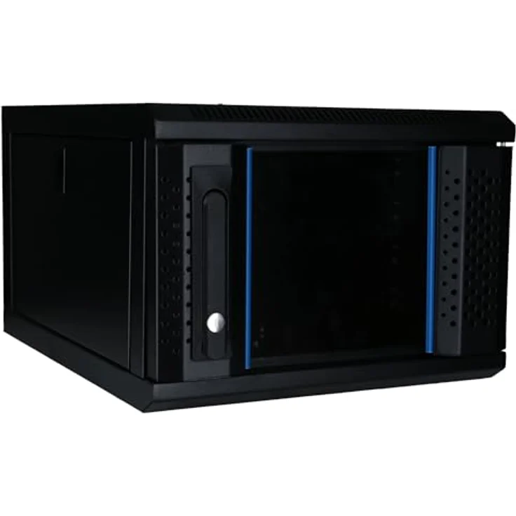 DSIT Serverschrank 4 HE, 10” Glastür, Wandmontage, (BxTxH) 370x450x264mm, Schwarz – Bild 1