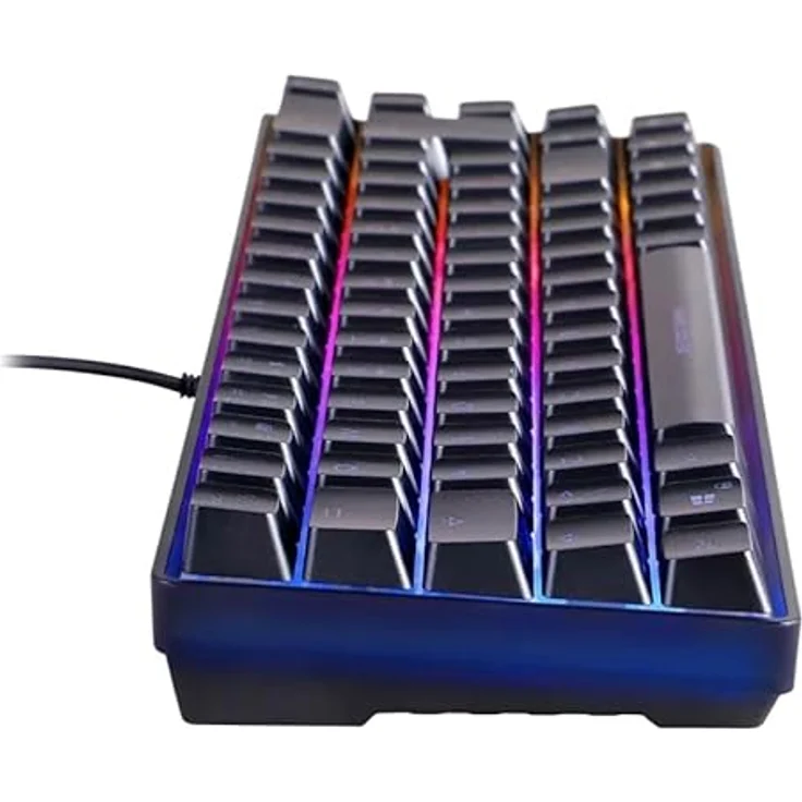 Deltaco DK240 mini 60% Gaming Tastatur, semi-transparent, Hintergrundbeleuchtung, USB, QWERTZ, Deutsch, Schwarz – Bild 3